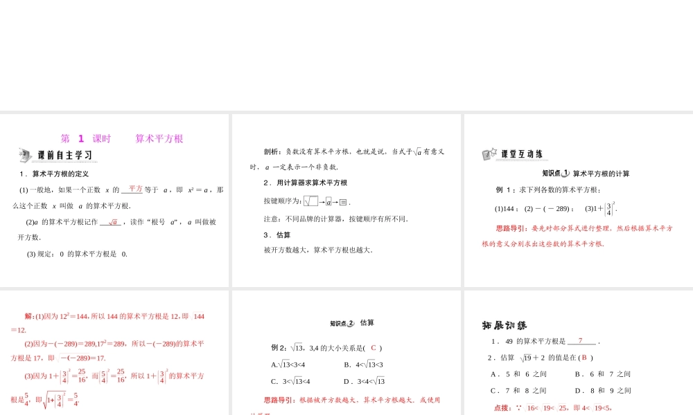 人教版数学八上131《平方根》（算术平方根）课件
