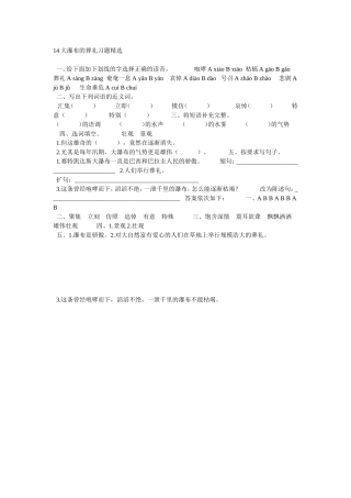 大瀑布的葬礼习题精选