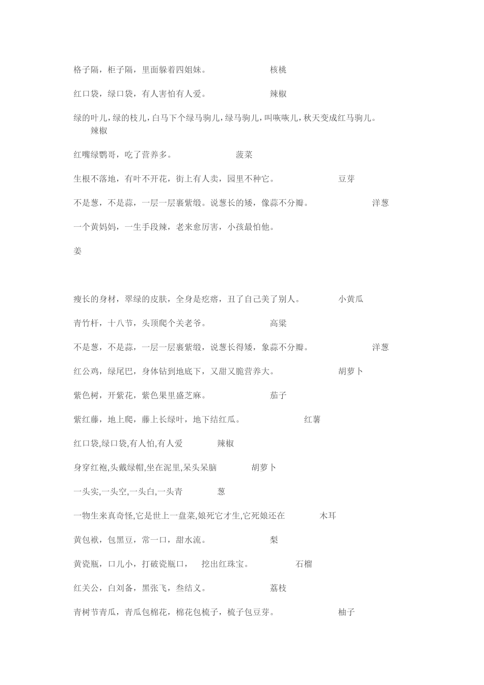 水果蔬菜谜语大全_第2页