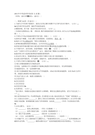 2013年中考适应性考试题二