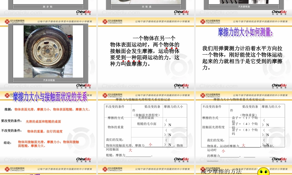 教科版小学五上45运动与摩擦力课件