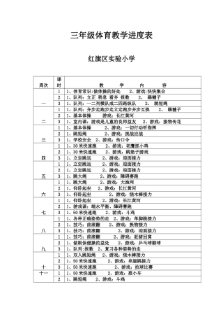 三年级体育教学进度表