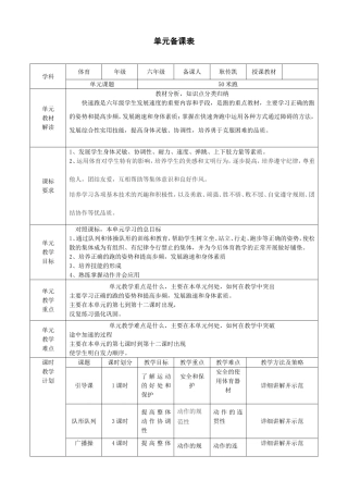 耿传凯单元备课表六年级