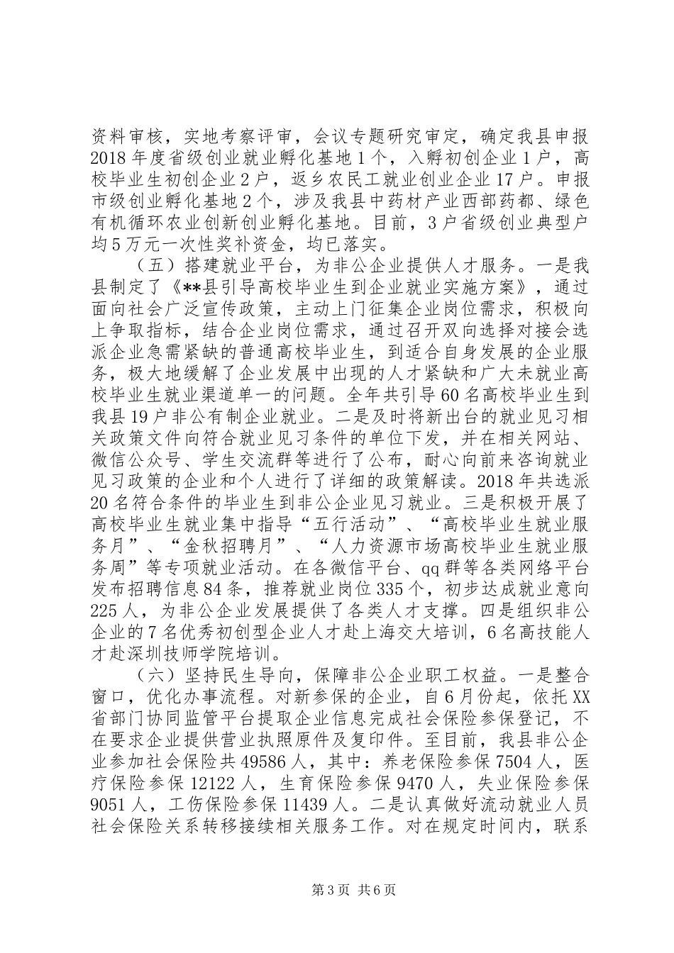 县人社局XX年支持非公有制经济发展工作总结_第3页