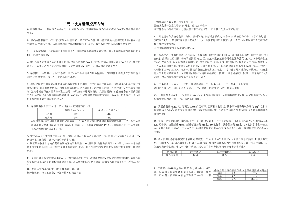 二元一次方程组应用专练_第1页