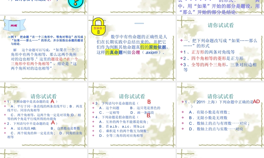 命题与定理课时