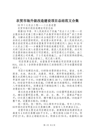 农贸市场升级改造建设项目总结范文合集