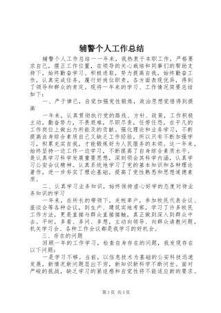 辅警个人工作总结