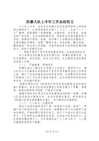 防暴大队上半年工作总结范文