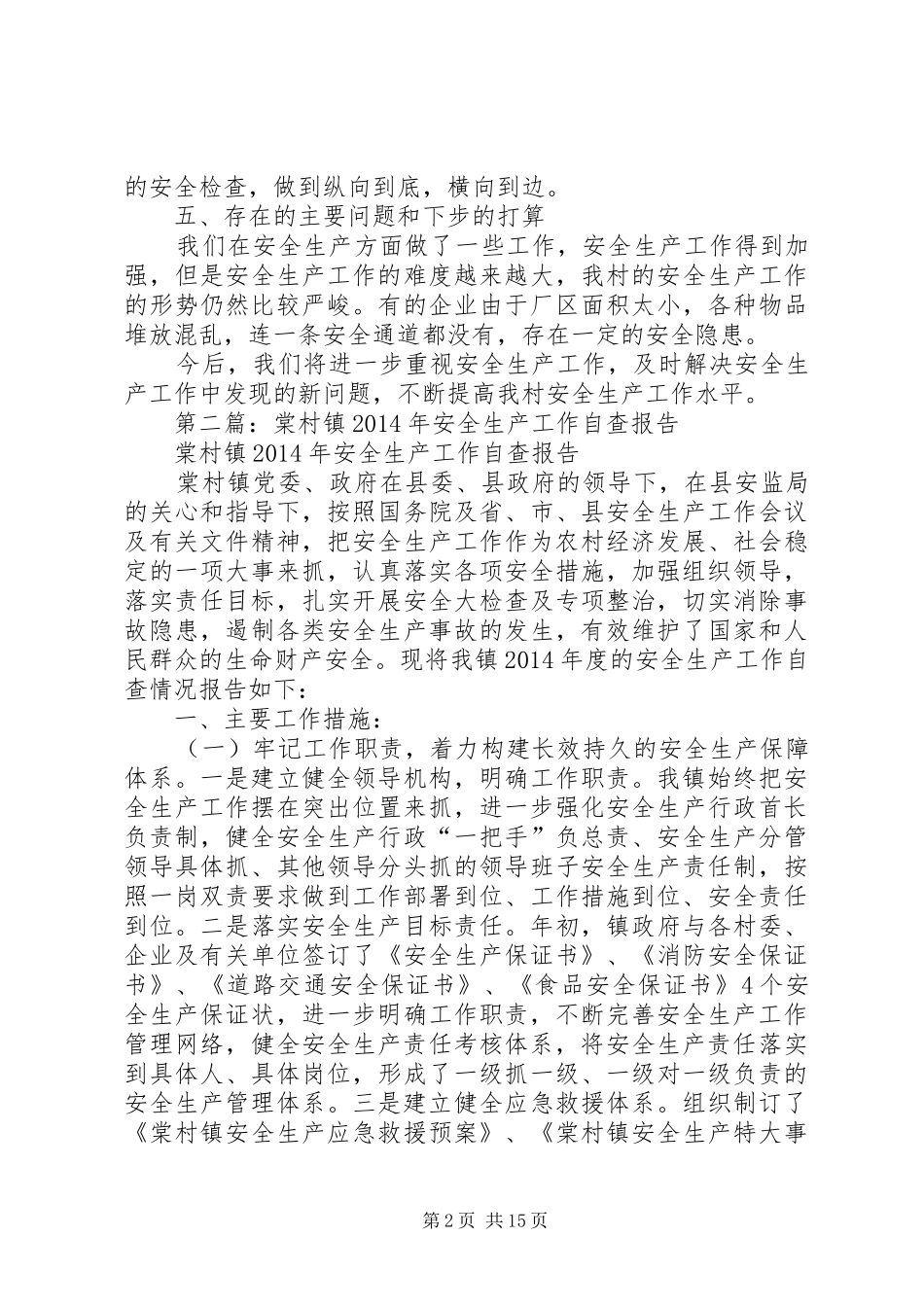 村镇安全生产工作总结(精选多篇)_第2页