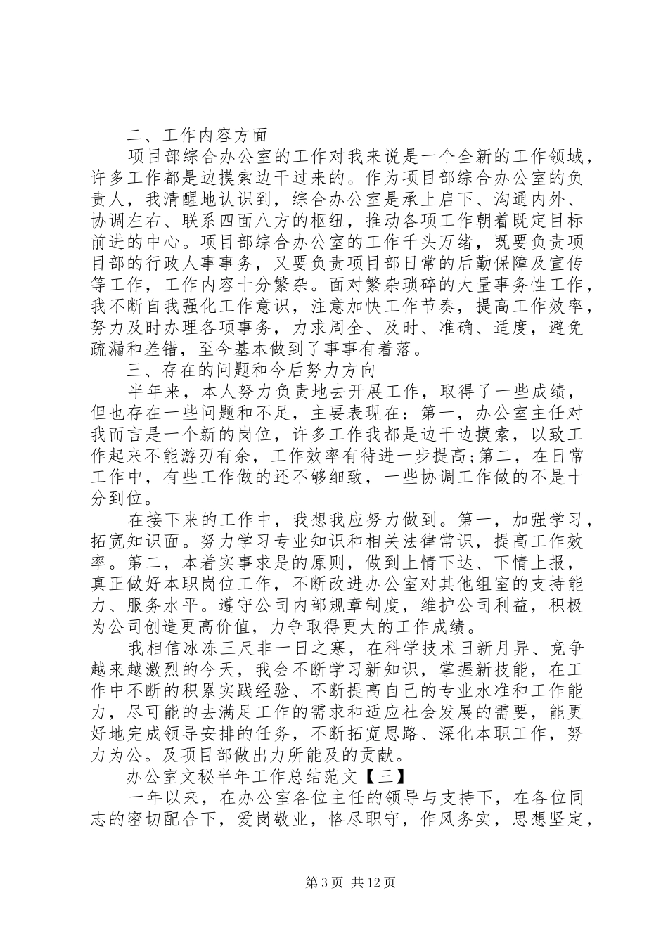 办公室文秘半年工作总结范文【五篇合集】_第3页