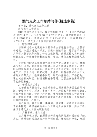 燃气点火工作总结写作(精选多篇)