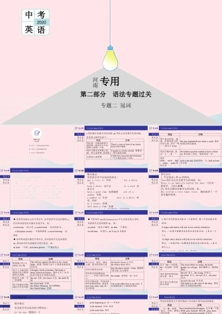 (河南专用)版中考英语二轮复习 语法专题过关 专题二 冠词课件 人教新目标版 课件