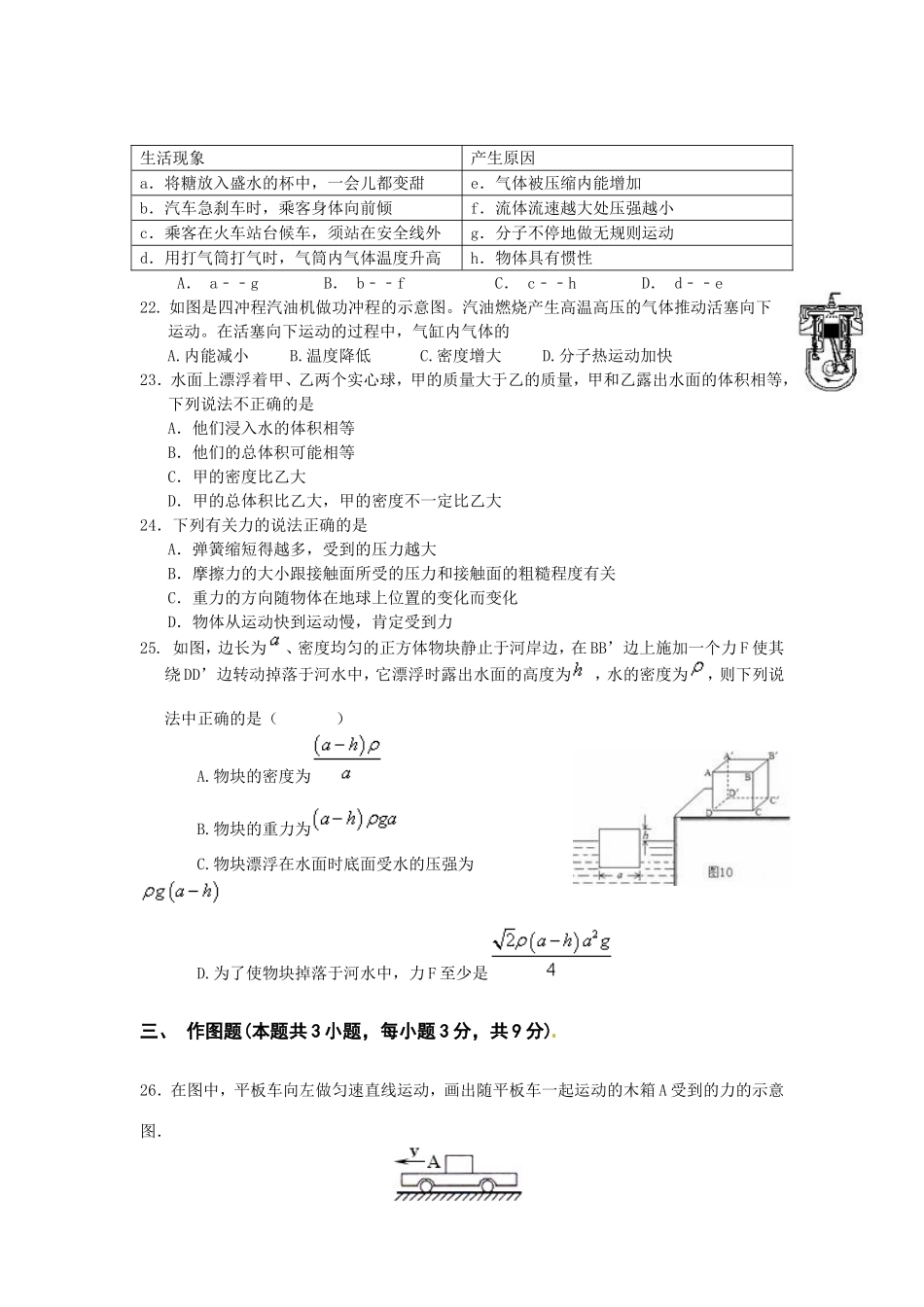 初三力学模拟试题_第3页