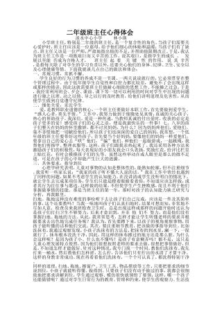 二年级班主任心得体会