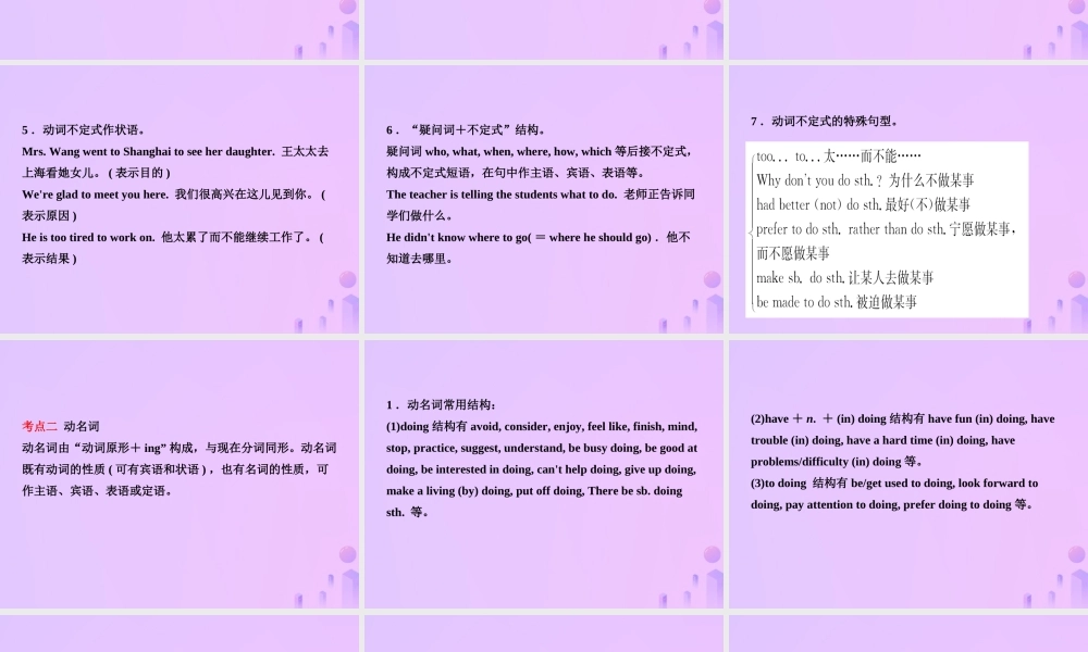 中考英语复习 语法十 非谓语动词课件