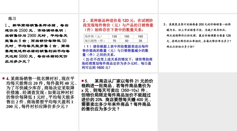 实际问题与一元二次方程销售利润问题