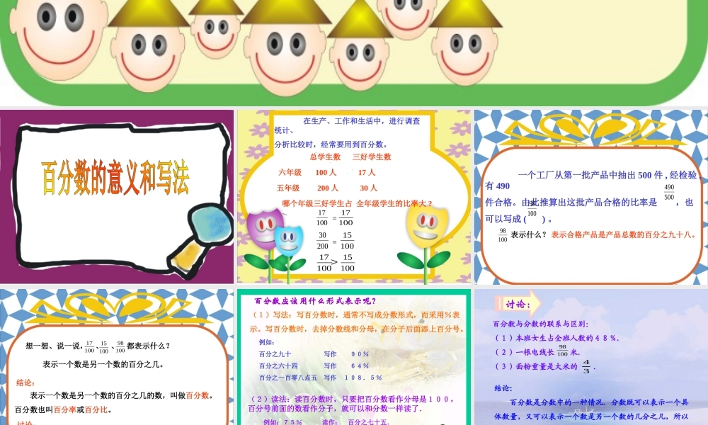 小学六年级上册数学第五单元百分数的意义和写法PPT课件