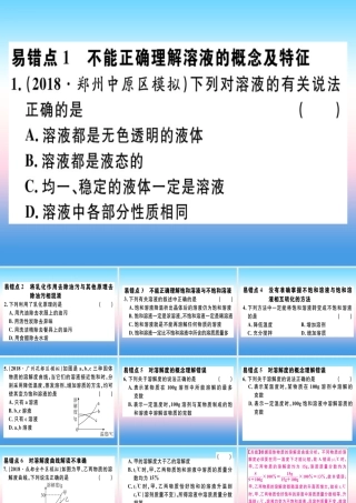 九年级化学下册 第九单元 溶液易错强化训练习题课件 新人教版 课件