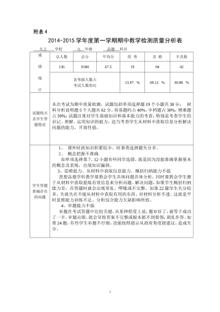 九年级试题分析