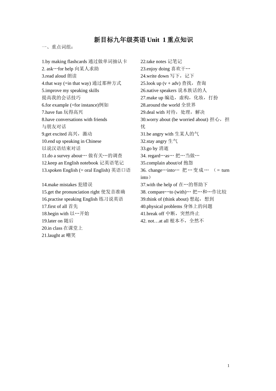 新目标九年级英语单元重点知识及练习_第1页