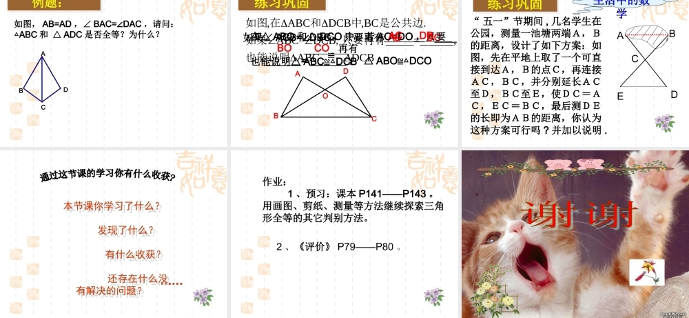 七年级探索三角形全等的条件(1) 北师大版 课件