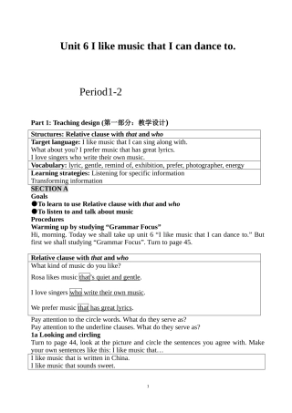 九年级人教新目标英语6--10单元教案