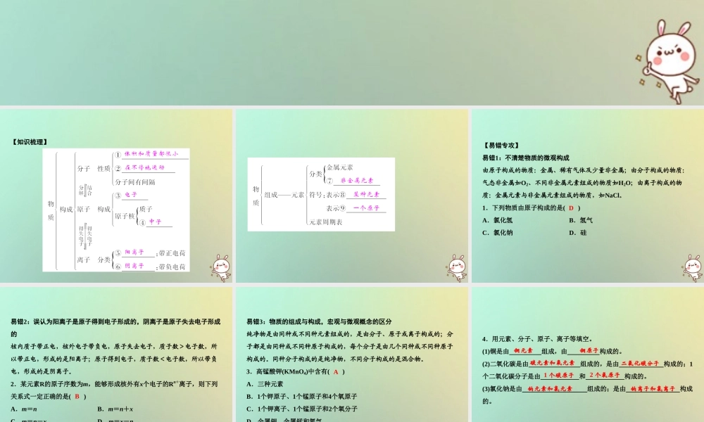 九年级化学上册 第3单元 物质构成的奥秘单元小结三作业课件 (新版)新人教版 课件