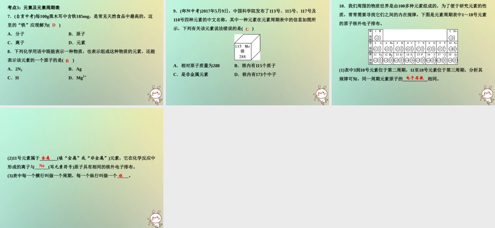 九年级化学上册 第3单元 物质构成的奥秘单元小结三作业课件 (新版)新人教版 课件