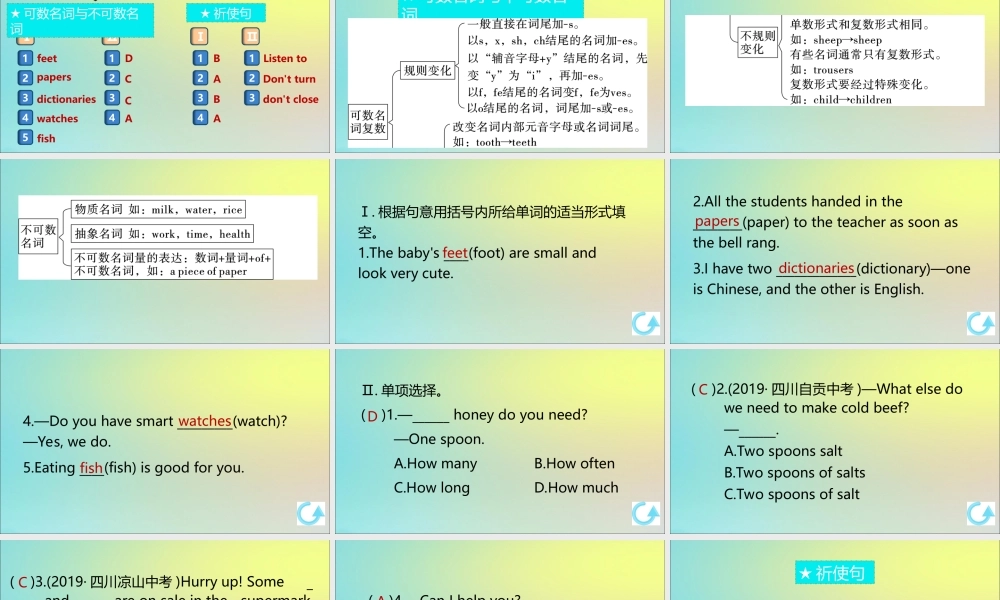 (江西专版)八年级英语上册 Unit 8 How do you make a banana milk shake单元语法专项作业课件 (新版)人教新目标版 课件