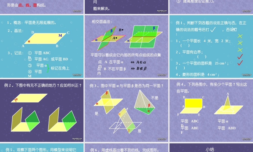 9.1平面的形成 高二数学直线 平面 简单几何体ppt课件集一 人教版 高二数学直线 平面 简单几何体ppt课件集一 人教版