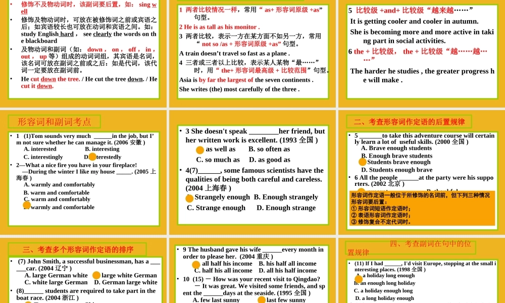 中考英语语法考点石专题复习24 课件