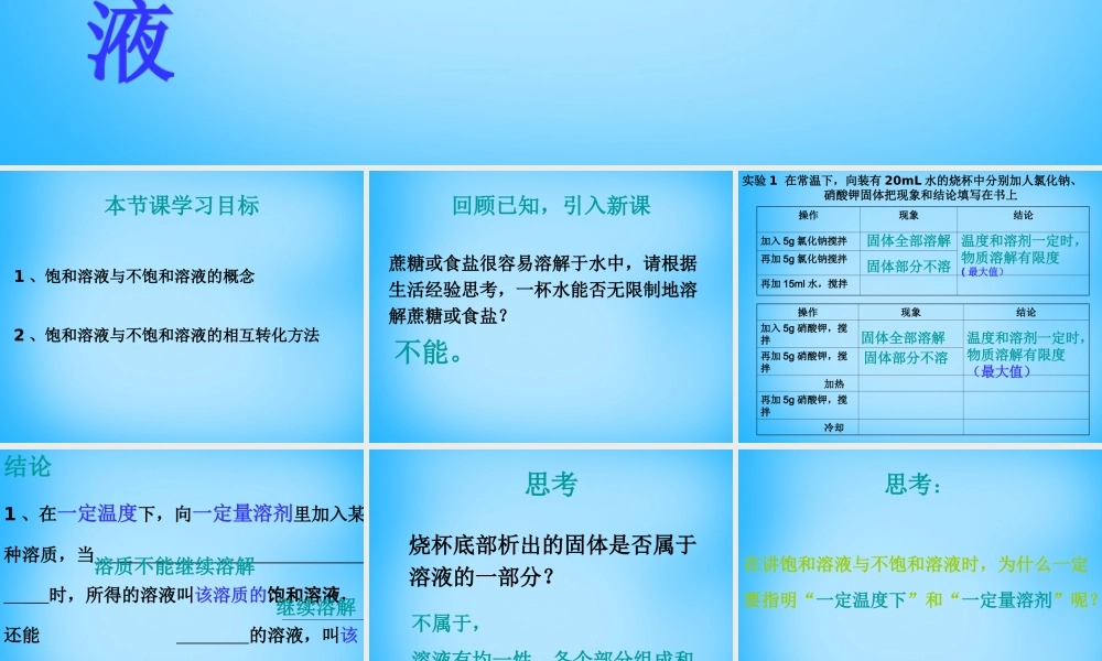 九年级化学下册 92 溶解度课件1 (新版)新人教版 课件