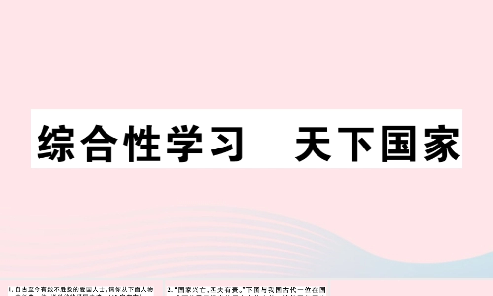 (通用版)文下册 第二单元 综合性学习 天下国家习题课件 新人教版 课件