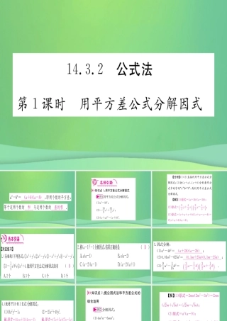 (江西专用)八年级数学上册 第14章 整式的乘法与因式分解 14.3 因式分解 14.3.2 公式法 第1课时 用平方差公式分解因式作业课件 (新版)新人教版 课件