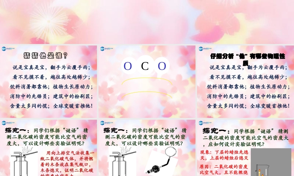 九年级化学上册 二氧化碳的性质教学课件 新人教版 课件