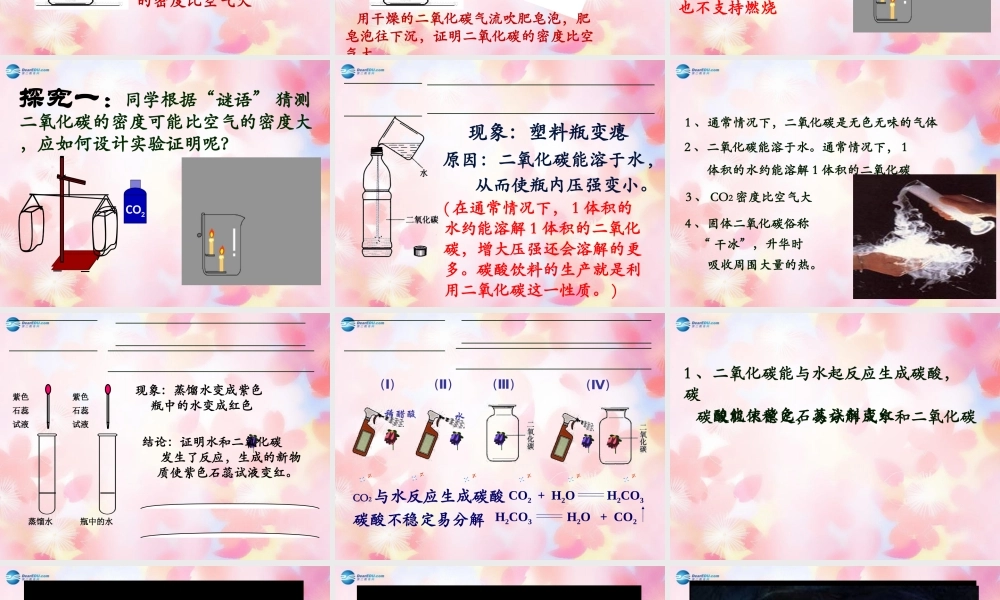 九年级化学上册 二氧化碳的性质教学课件 新人教版 课件