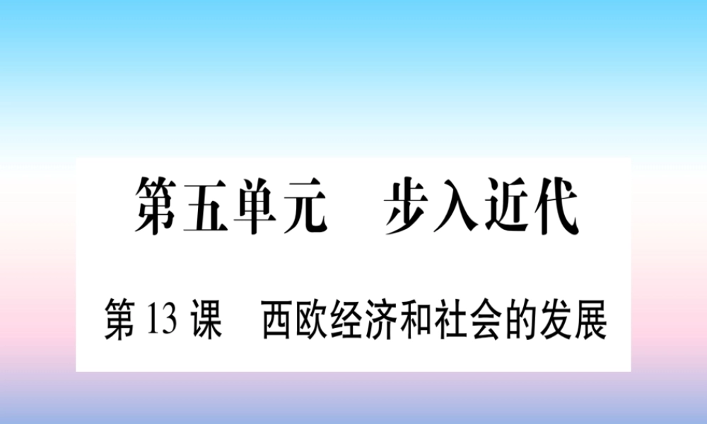 九年级历史上册 第5单元 步入近代 第13课 西欧经济和社会的发展习题课件 新人教版 课件
