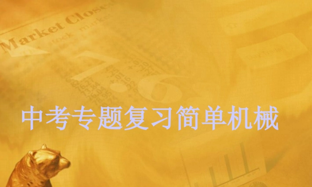 中考科学专题复习 简单机械课件 华师大版 课件