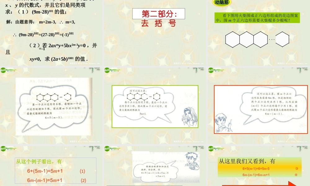七年级数学上册 2.4一类代数式的加减课件 湘教版 课件