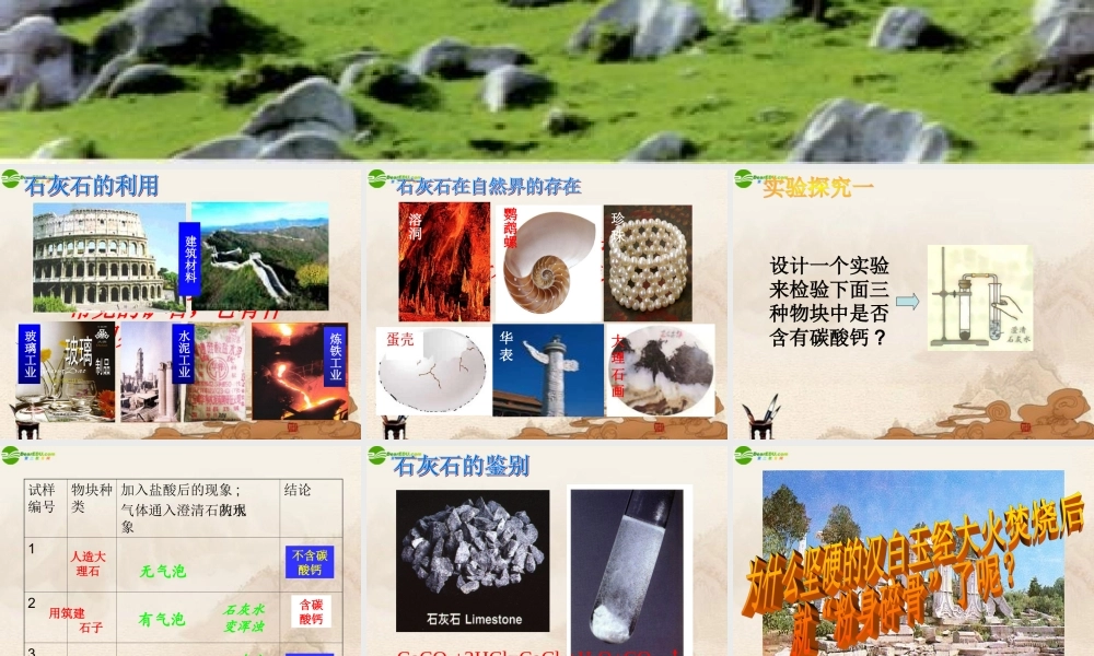 九年级化学 54石灰石的利用课件 沪教版 课件