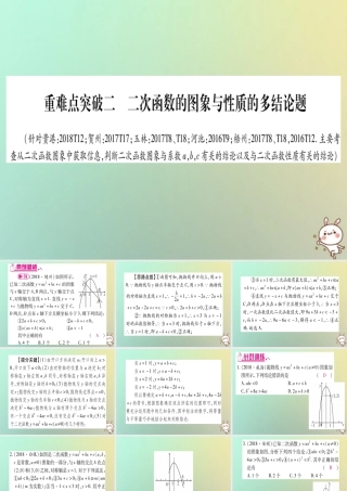 中考数学精选准点备考复习 第三轮 压轴题突破 选择题压轴突破 重难点突破二 二次函数的图象与性质的多结论题课件 新人教版 课件