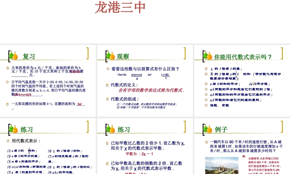 4.4  整 式 浙江省初一数学(上)全部课件整理 浙教版