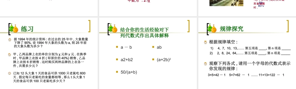 4.4  整 式 浙江省初一数学(上)全部课件整理 浙教版