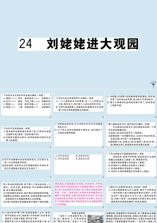 (江西专版)九年级语文上册 第六单元 24 刘姥姥进大观园作业课件 新人教版 课件