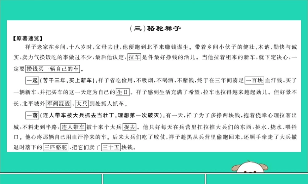 中考语文 名著导读专题讲解(三)骆驼祥子课件 新人教版 课件