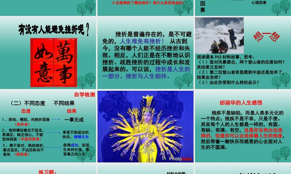 (秋季版)七年级政治上册 4.7.1 人生难免有挫折课件4 鲁人版六三制(道德与法治) 课件