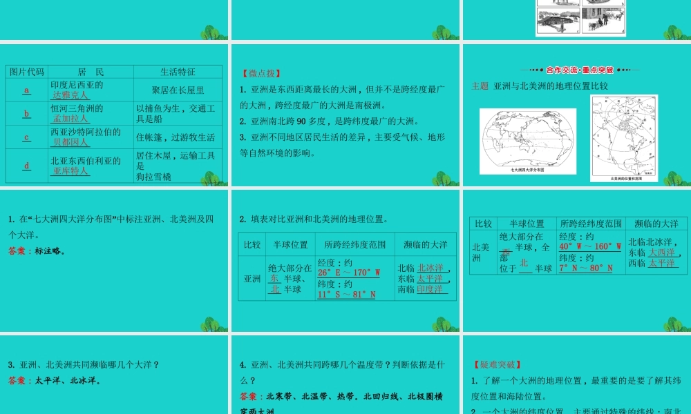 七年级地理下册 第六章 第一节位置和范围习题课件(新版)新人教版 课件