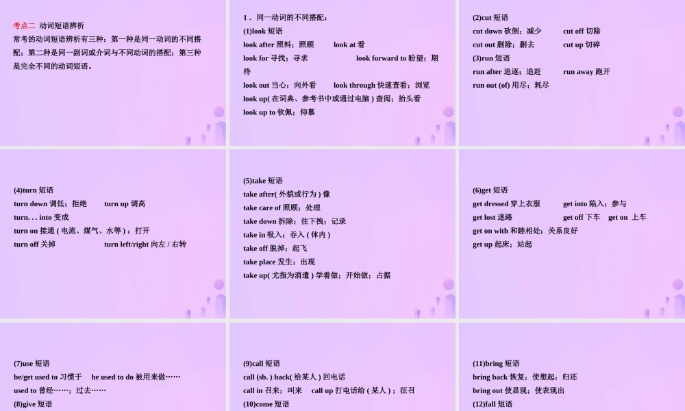 中考英语复习 语法九 动词及动词短语课件