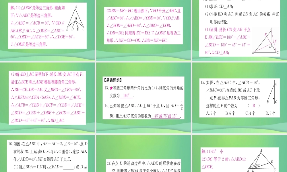 (江西专用)八年级数学上册 期末复习三 轴对称作业课件 (新版)新人教版 课件